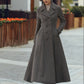 Timeless Wool Maxi Coat – Dark Brown Double Breasted Silhouette – 6296
