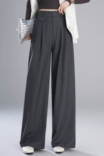 Wide leg autumn gray pants 6226