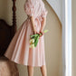 Prom summer linen dresses with short lantern sleeves 4853
