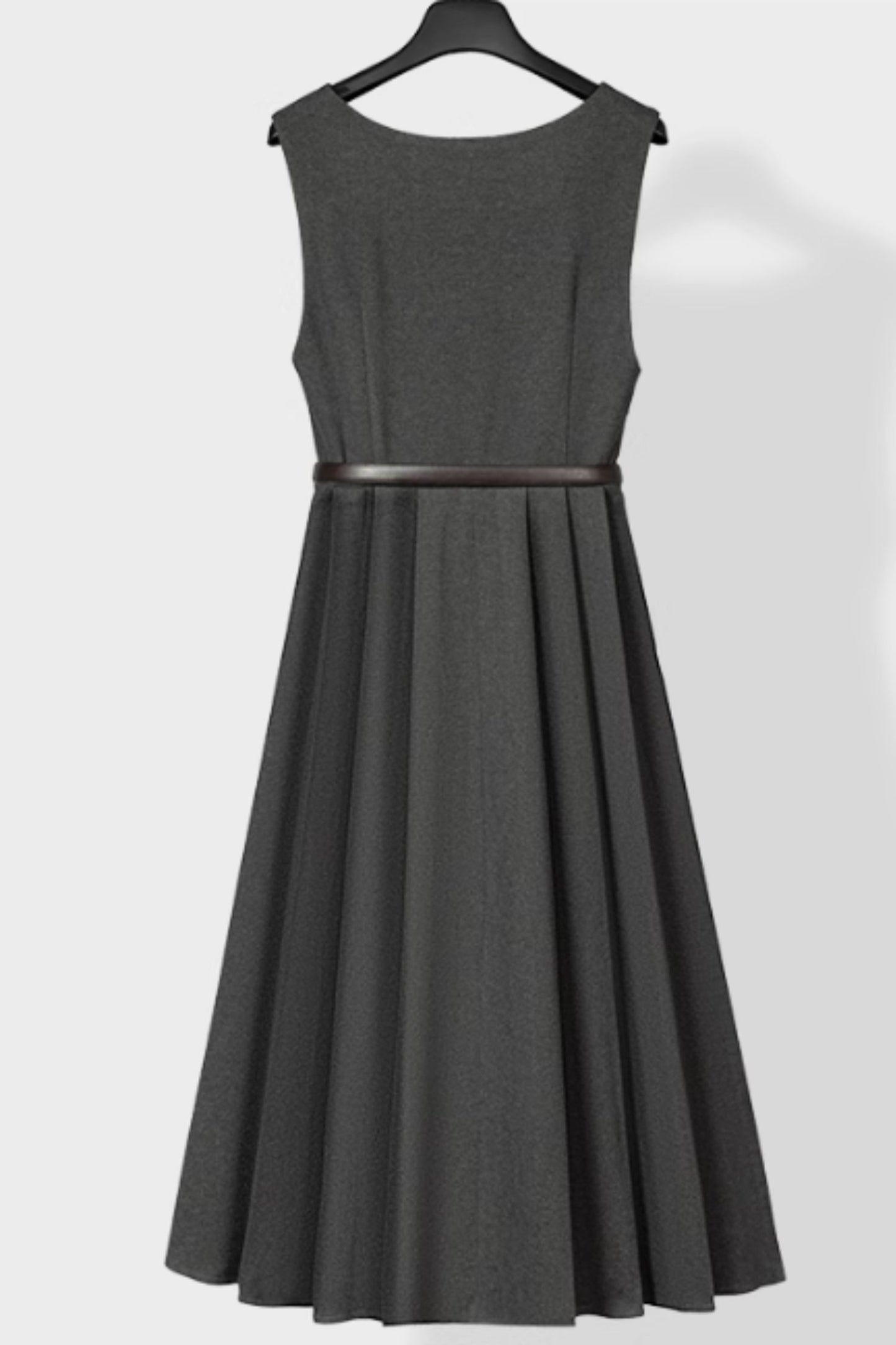 Wool Pinafore Dress for Women – Sleeveless A-line Charcoal Gray Winter Dress | Xiaolizi 6603