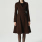 Asymmetrical brown winter wool coat 6311