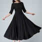 Elegant fit and flare little black dress 1458