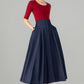 Women’s Navy Blue Button front Denim Midi Skirt 6143