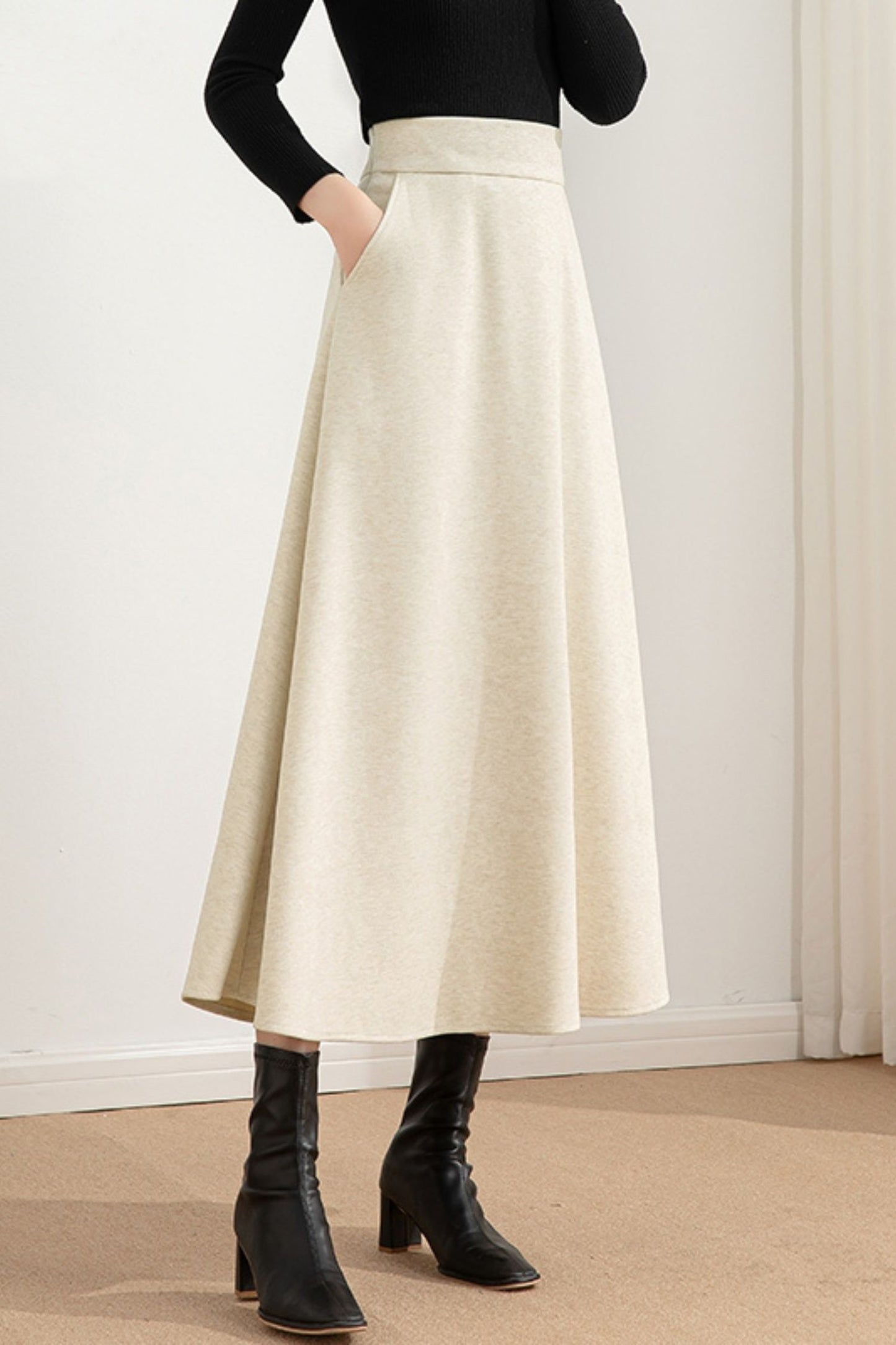 A line winter wool skirt women 6210