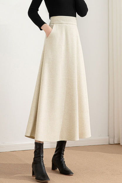 A line winter wool skirt women 6210