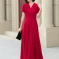 Red v neck prom summer swing chiffon dress 5174