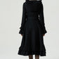 long black ruffled wool coat for women 1970#