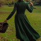 Retro green Long winter wool coat  3221