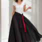 Black Long Chiffon Maxi Skirt Women 5130