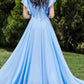 Blue maxi prom summer swing chiffon dress 5083