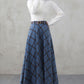 Women Winter long Plaid Wool skirt 4007