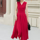 Burgundy sleeves summer prom chiffon dress 5173