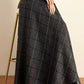 Plaid Wool Blend Maxi Skirt – Warm High Waist Winter Skirt with Pockets 6202