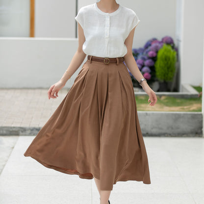 Women linen summer skirt 5982 -XS #CK2500318