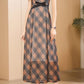 Plaid fit and flare summer chiffon dress women 5055