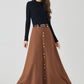 A line maxi brown winter wool skirt 4533