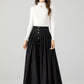 Swing black long pleated wool skirt 4611