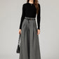 Gray wide leg long wool pants women 5482