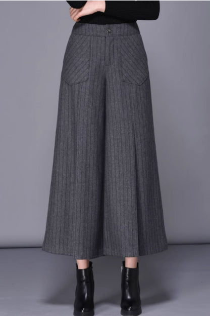 Striple wide leg wool pants women 5422