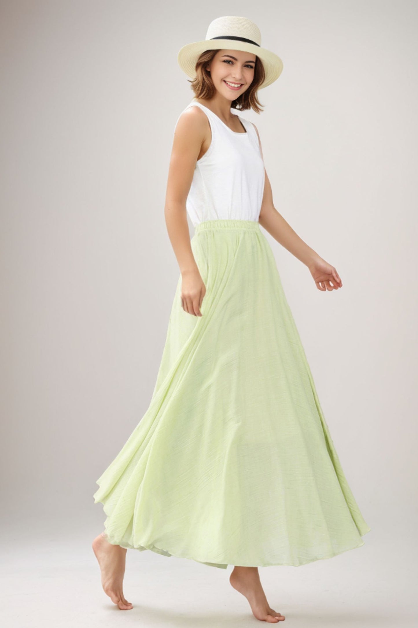 Summer Maxi Swing Flowy Cotton Ankle length Full Skirt 3562