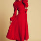 Red Wool Swing Coat with big hood 394