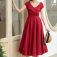 Versatile Linen Midi Dress in Vibrant Red 5831