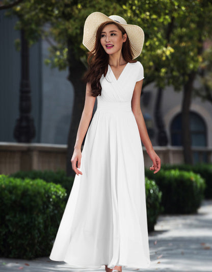 Elegant Chiffon Maxi Dress – Empire Waist Wedding Guest & Vacation Gown 2618-4