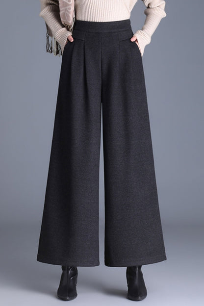 Wide leg wool pants with pockets 6229