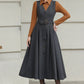 Gray Handmade Wool Pinafore Midi Dress – Vintage A-Line Style 6614