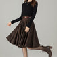 Vintage Wool Blend Circle Skirt – Handmade Knee Length Winter Skirt with Pockets | Xiaolizi 6499