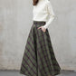 Long Plaid A-Line Wool Skirt 5403