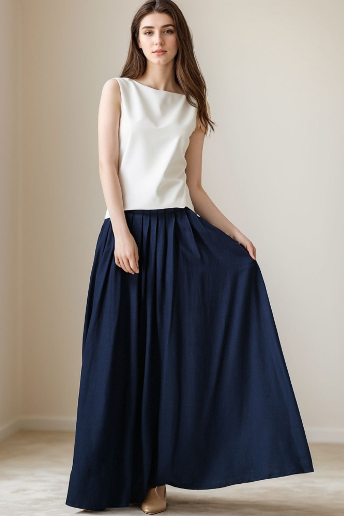 Swing Long Linen Maxi skirt for women 5132