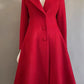 Red fit and flare winter wool coat 5292