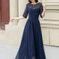 Fit and Flare Dark Blue Chiffon dress 5143
