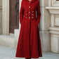 Womens Long Red Wool Coat with Hood 1107#