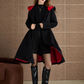 Black hooded winter wool coat  5363