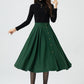 Button front green midi wool skirt 5322