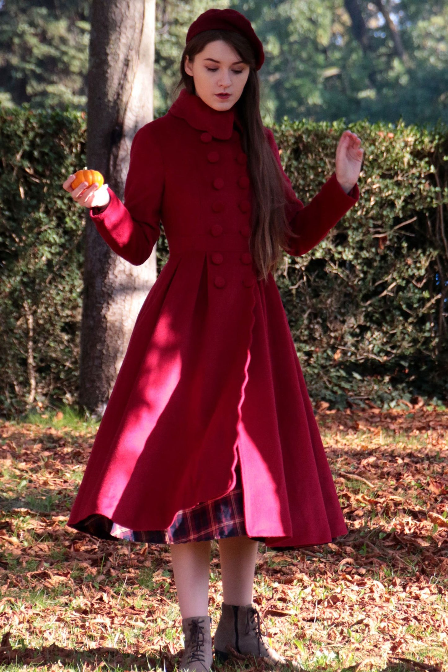 Double-breasted wool princess coat 3219