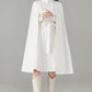 White Wool Cape Coat – Elegant Belted Winter Dress Coat | Xiaolizi 6575