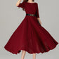 Swing red midi summer linen dress 4908