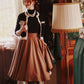 Brown winter circle womens wool skirt 4836