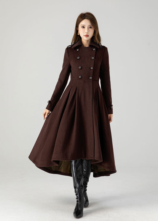 Vintage inspired long wool coat 6310