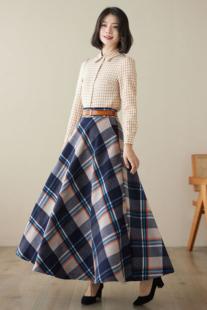 Tartan winter maxi wool skirt 4627