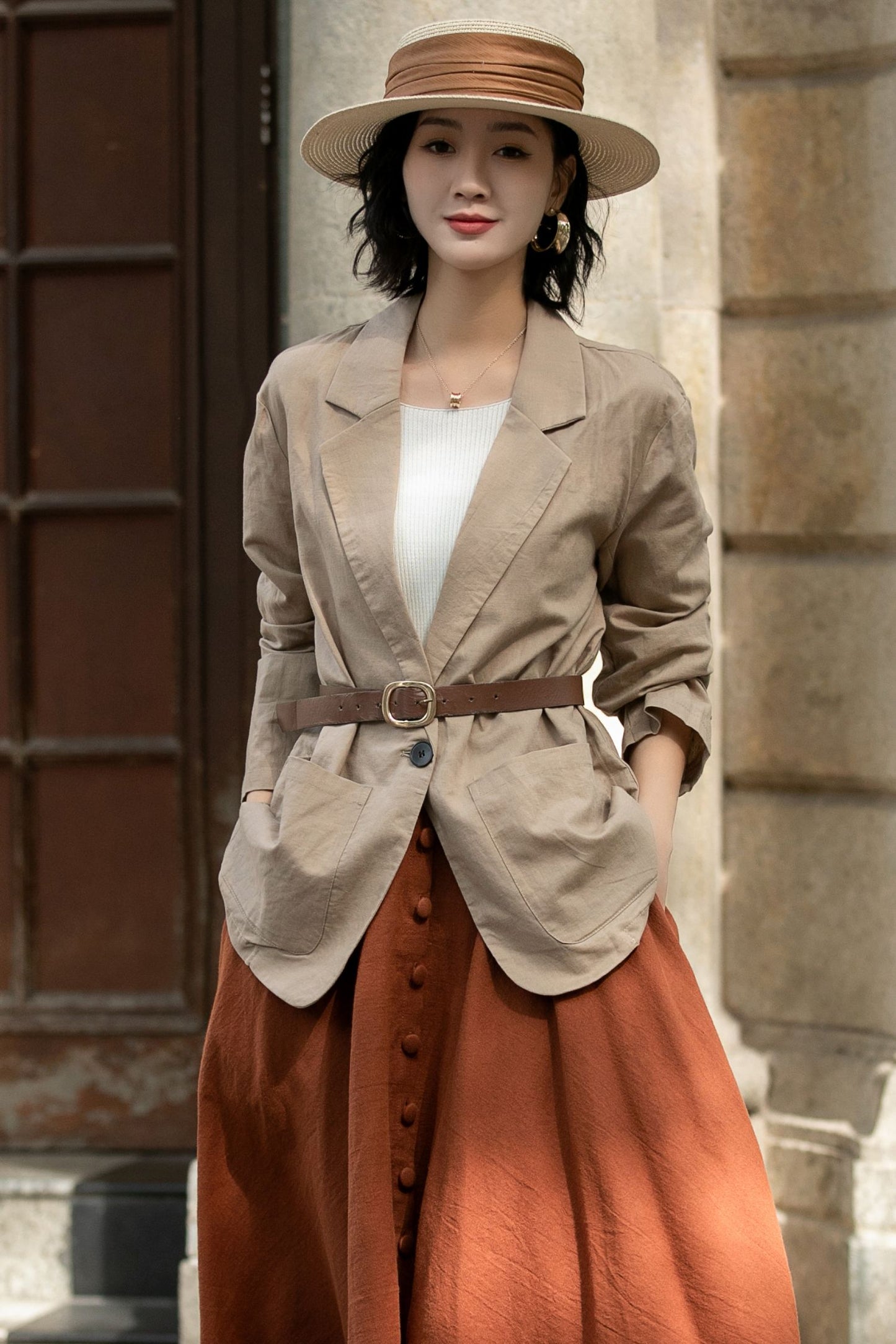 Womens Classic Linen Jacket with pockets 5690