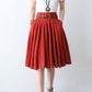 High waist pleated a line linen summer skirt 2889