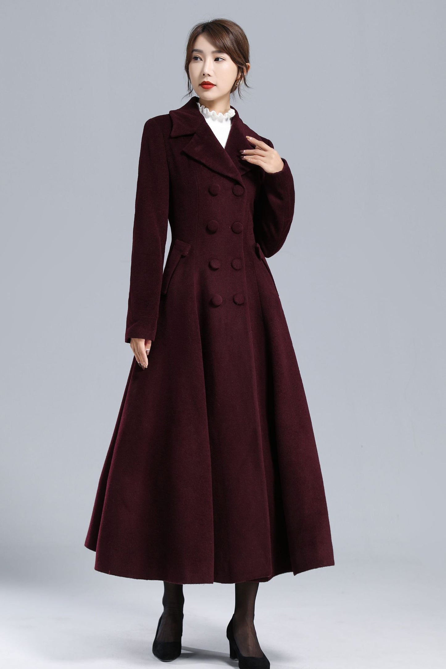 1950s Long Wool Princess Coat 3239