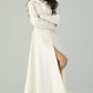 Hooded maxi white wedding wool coat 4519