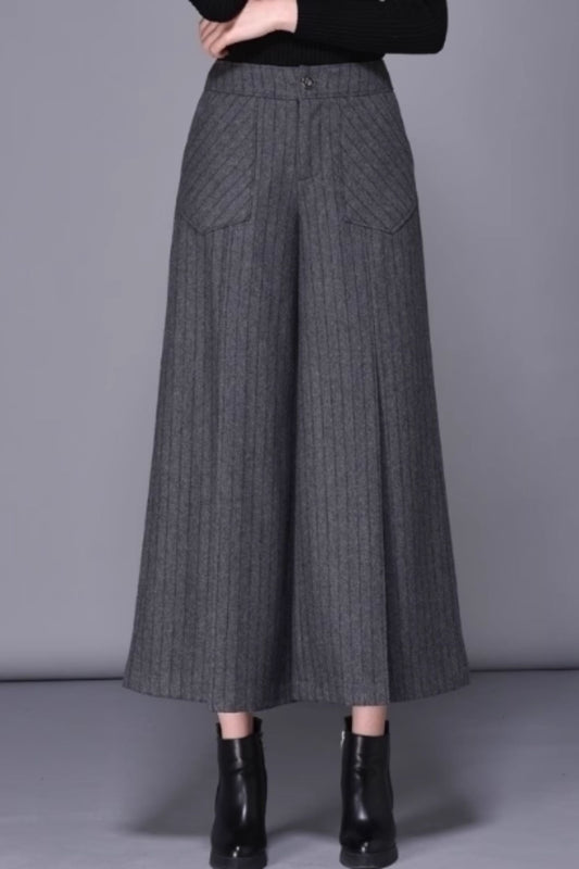 Striple wide leg wool pants women 6371