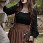brown maxi wool skirt for winter 4732#