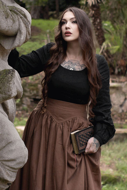 Brown Wool Maxi Skirt – Vintage High Waist A-Line Skirt for Autumn & Winter 4732